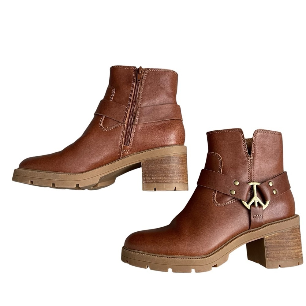 Lucky Brand Soxton Ankle Boots Leather Women’s Size 8 Block Heel Roasted Brown - Picture 6 of 8
